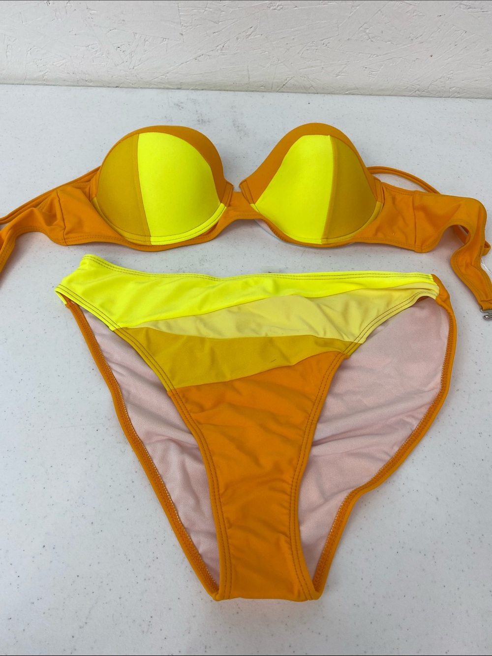 Yellow and Orange Two-Piece Bikini Set